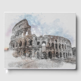 Livro De Visitas Watercolor Colosseum Roma Itália