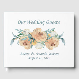 Livro De Visitas Watercolor Floral Summer Wedding Blue Green