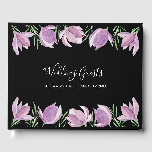 Livro De Visitas Watercolor Magnolia Floral Wedding (Frente)