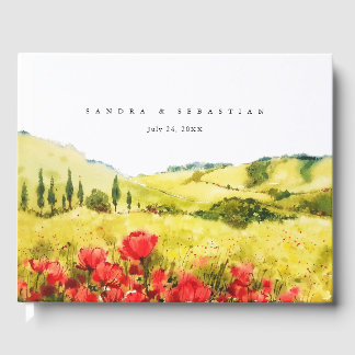 Livro De Visitas Watercolor Poppy Spring Wedding