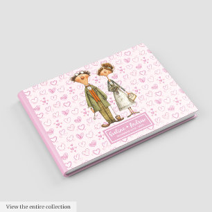 Livro De Visitas Watercolor Quirky Bride Groom Guest
