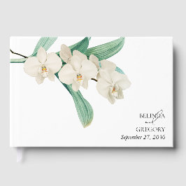 Livro De Visitas Watercolor White Orchids Floral Wedding