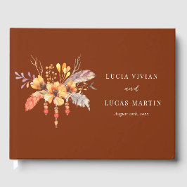 Livro De Visitas Watercolor Wild Floral Terracotta Wedding