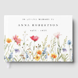 Livro De Visitas Watercolor Wildflower Memorial Service