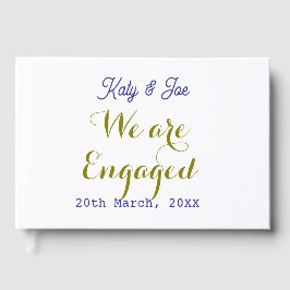 Livro De Visitas We are Engaged purple gold name date elegant simpl