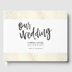 Livro De Visitas WEDDING KEEPSAKE gold confetti handletter