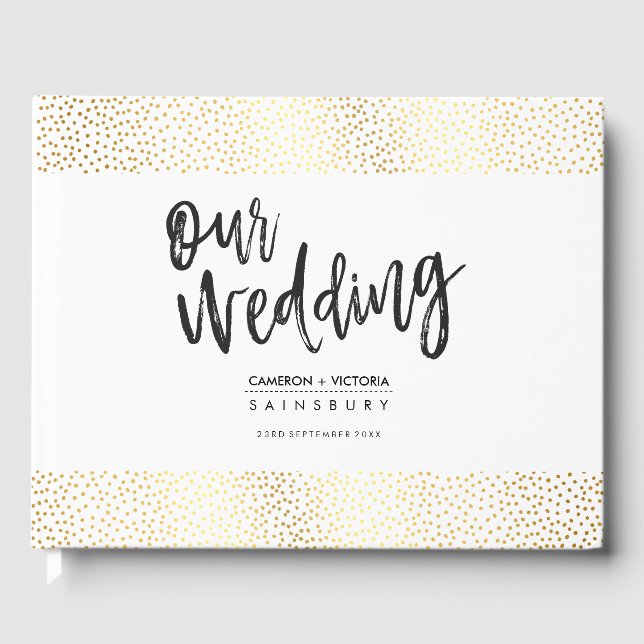 Livro De Visitas WEDDING KEEPSAKE gold confetti handletter (Frente)