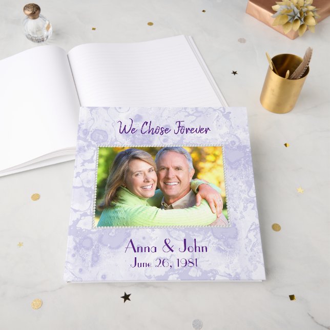 Livro De Visitas Wedding Vow Renewal With Pearl Frame (Frente aberta)