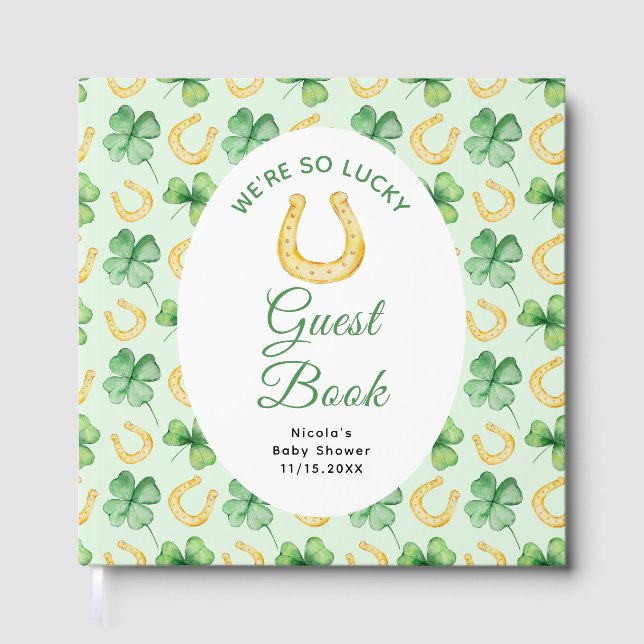 Livro De Visitas We're So Lucky Horseshoe St Patrick's Baby Shower (Frente)