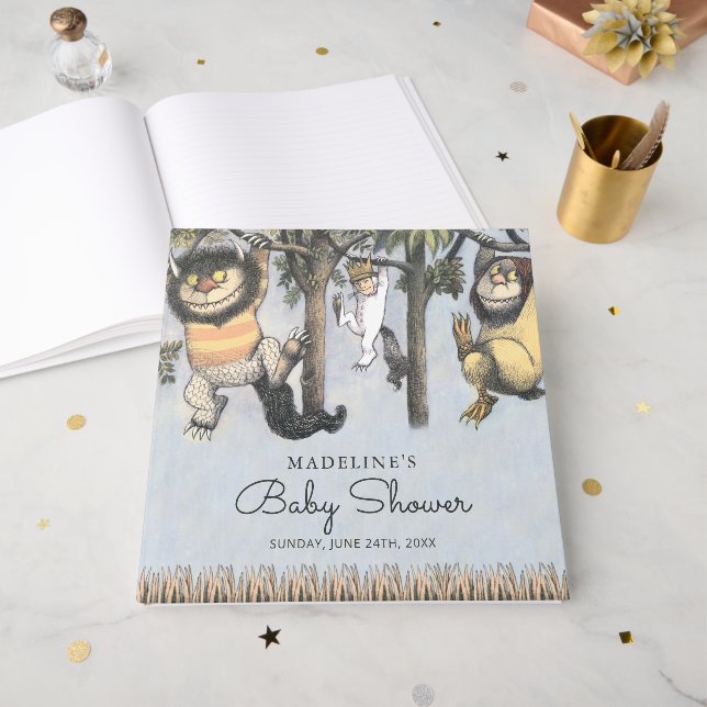 Livro De Visitas Where the Wild Things Are Baby Shower (Frente aberta)