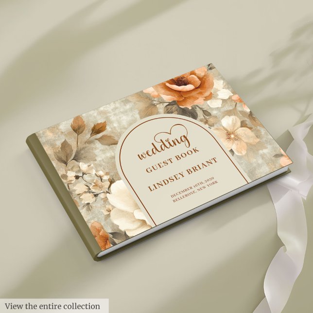Livro De Visitas Whimsical Boho Terracotta Beige Olive Wedding Book (Whimsical Boho Terracotta Beige Olive Wedding Guest Book)