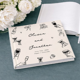 Livro De Visitas Whimsical Hand Drawn Quirky Wedding