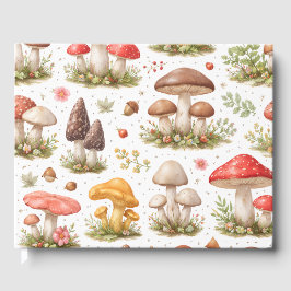 Livro De Visitas Whimsical Mushroom Pattern – Vintage Botanical