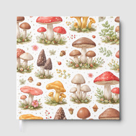 Livro De Visitas Whimsical Mushroom Pattern – Vintage Botanical