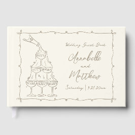 Livro De Visitas Whimsical Retro Hand Drawn Wedding