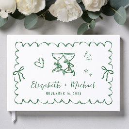 Livro De Visitas Whimsical Wavy Frame Hand Drawn Wedding