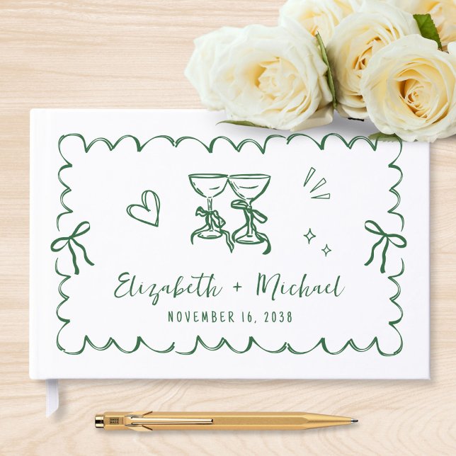 Livro De Visitas Whimsical Wavy Frame Hand Drawn Wedding (Whimsical Wavy Frame Hand Drawn Wedding Guest Book)