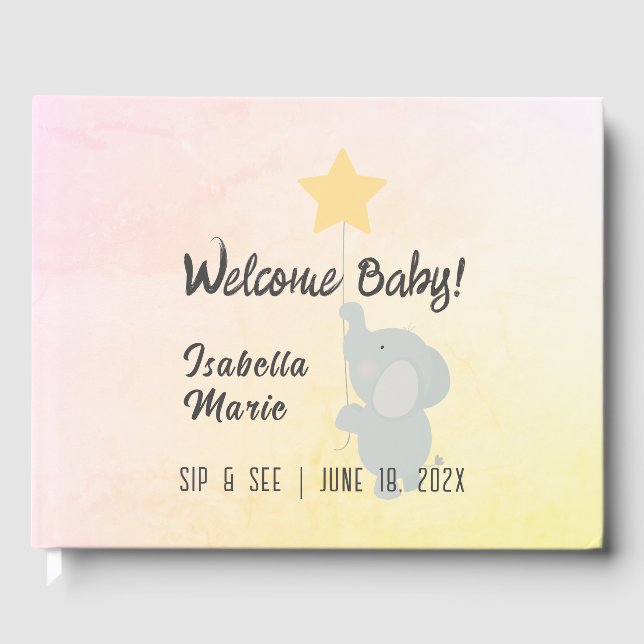 Livro De Visitas Whimssic Elephant Sip & See Party (Frente)