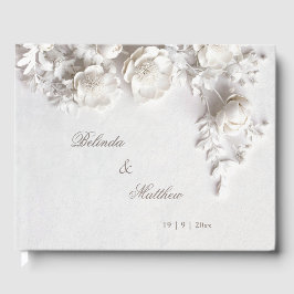 Livro De Visitas White 3D Floral Roses | Wedding