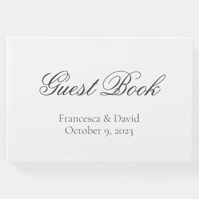 Livro De Visitas White Elegant Wedding Modern Simple (Frente)
