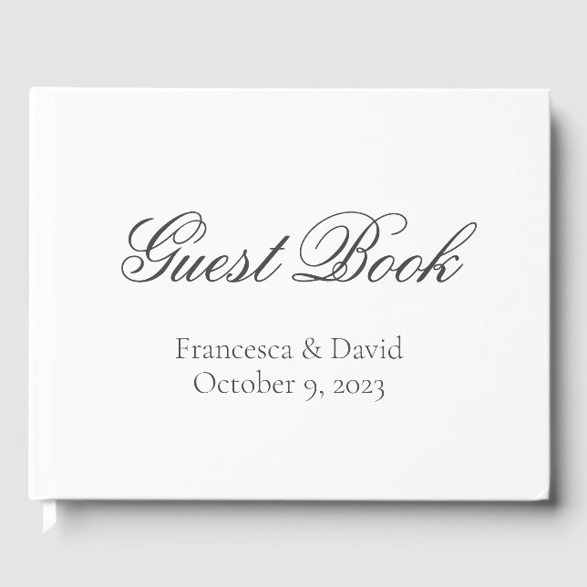 Livro De Visitas White Elegant Wedding Modern Simple (Frente)