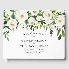 Livro De Visitas White Floral Elegant Weding Guest Book