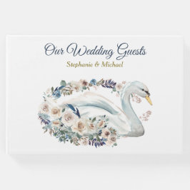 Livro De Visitas White Floral Swan Wedding