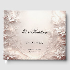 Livro De Visitas White Ivory Floral Guest Book