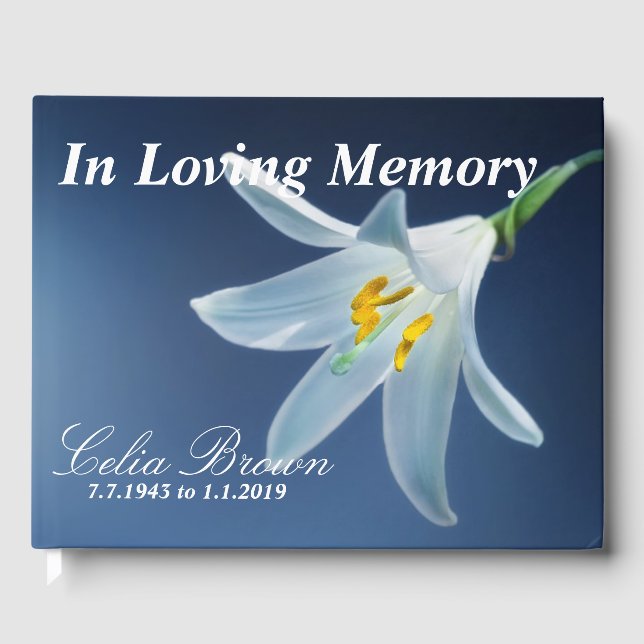 Livro De Visitas White Lily In Loving Memory | Funeral, Memorial (Frente)