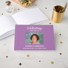 Livro De Visitas White on Lavanda Celebration of Life With Photo