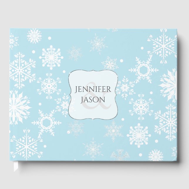 Livro De Visitas White Snowflakes Casamento no inverno Guest Book (Frente)