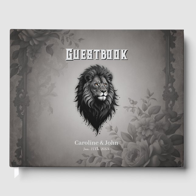 Livro De Visitas Wild Grace: retrato impressionante de um leão (Frente)