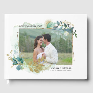 Livro De Visitas Wild Meadow Verde Botânico Casamento Fotográfi