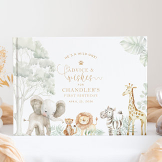 Livro De Visitas Wild One Jungle Safari Guestbook