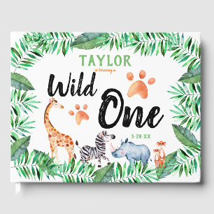Livro De Visitas Wild One Safari Animal primeiro aniversario Party