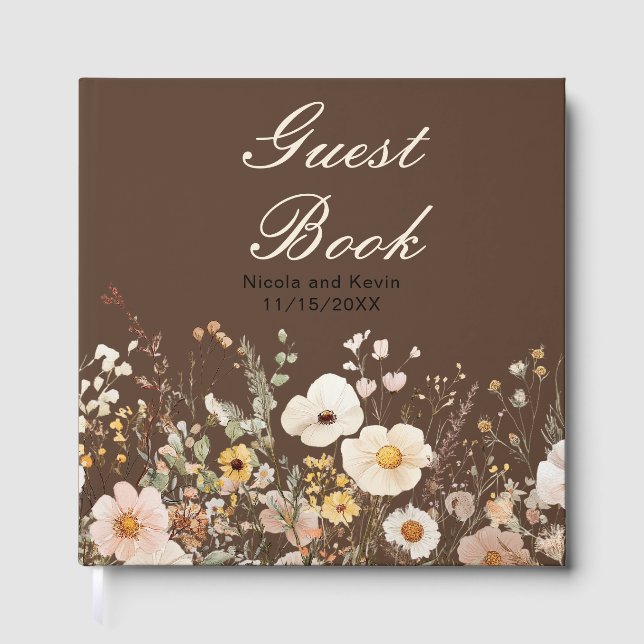 Livro De Visitas Wildflower Autumn Fall Floral Wedding (Frente)