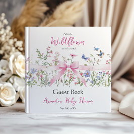 Livro De Visitas Wildflower Floral Girl Pink Bow Baby Shower