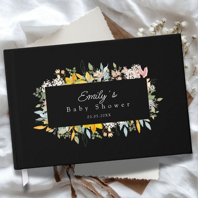 Livro De Visitas Wildflower Garden Charm | Baby Shower (Wildflower Garden Charm | Custom Baby Shower Guest Book with your Name & Date.)