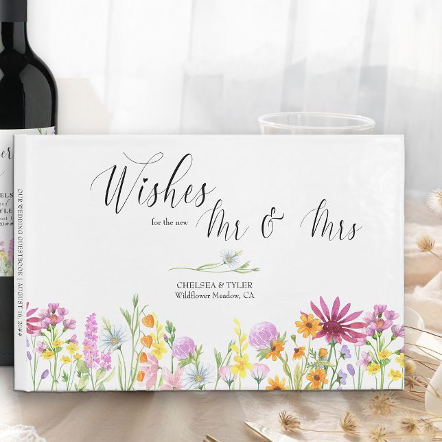 Livro De Visitas Wildflower Meadow deseja o novo Sr & Sra. (A wildflower wedding to remember and a signature book full of wishes for the new Mr & Mrs)