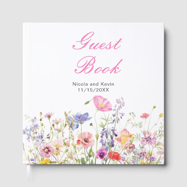 Livro De Visitas Wildflower Spring Floral Wedding Guest Book (Frente)