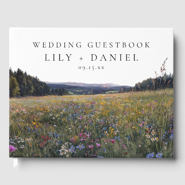 Livro De Visitas Wildflowers Floral Meadow Wedding Photo (Frente)