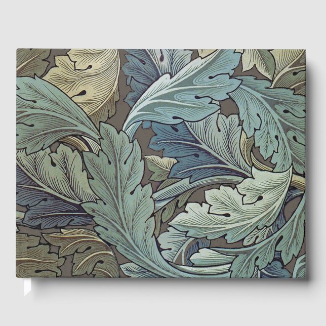 Livro De Visitas William Morris Acanthus Sage Flower Floral Botânic (Frente)