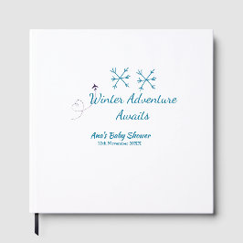 Livro De Visitas Winter Adventure awaits baby shower blue snowflake