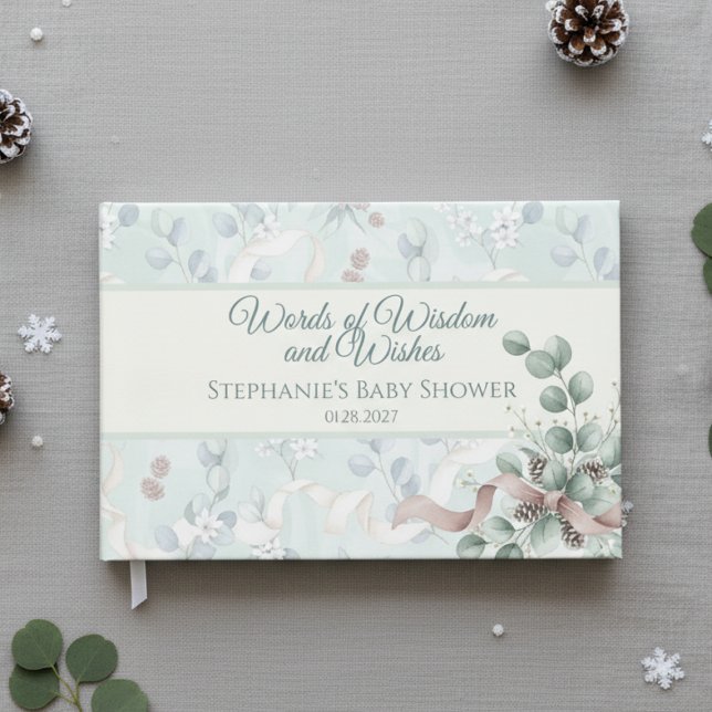 Livro De Visitas Winter Eucalyptus Baby Shower Guest Book (Baby shower guest words of wisdom and wishes book)