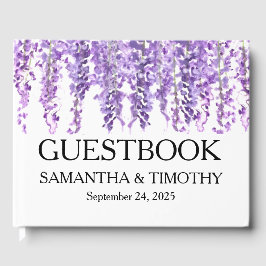 Livro De Visitas Wisteria Purple Watercolor Floral Wedding