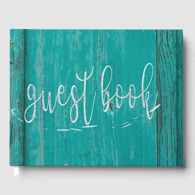 Livro De Visitas Wooden Timber Beach House Personalizado (Frente)