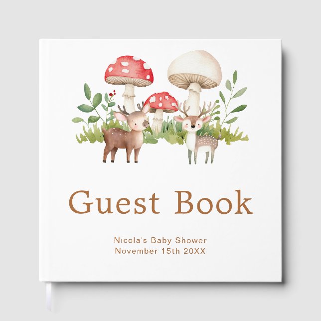 Livro De Visitas Woodland Deer Baby Shower (Frente)