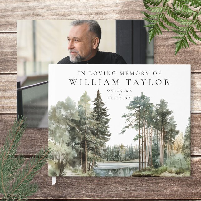 Livro De Visitas Woodland Lake In Loving Memory Funeral Photo (Woodland Lake In Loving Memory Funeral Photo Guest Book)