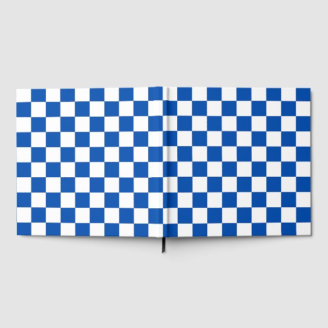 Livro De Visitas Xadrez azul cobalto clássico (Completo)