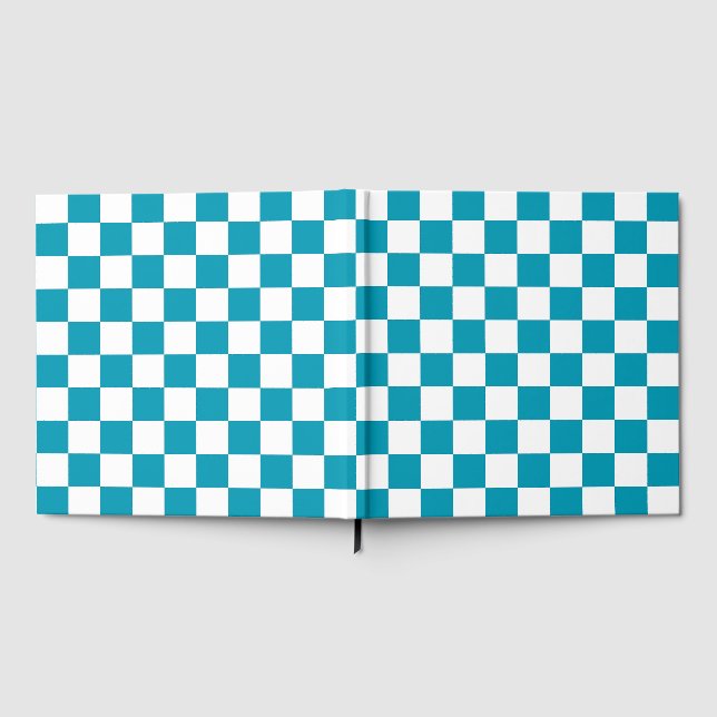 Livro De Visitas Xadrez azul-turquesa escuro (Completo)